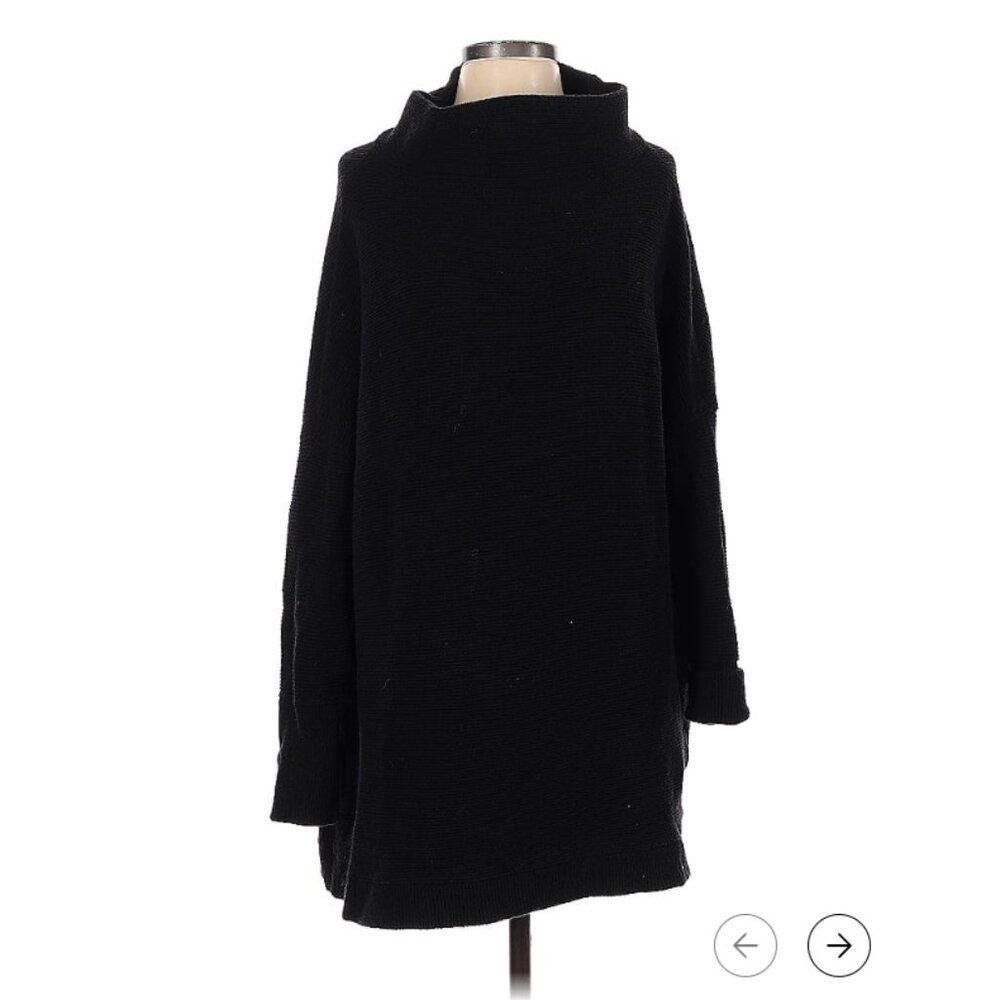 Free People Black Oversized Turtleneck Sweater Slouchy Cozy Knit S
